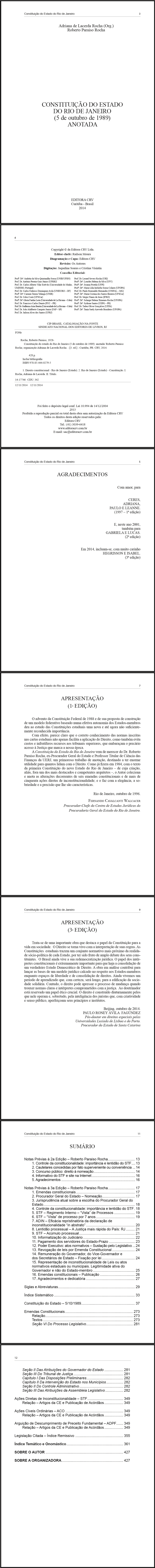 CONSTITUIÇÃO DO ESTADO DO RIO DE JANEIRO (5 de outubro de 1989) ANOTADA